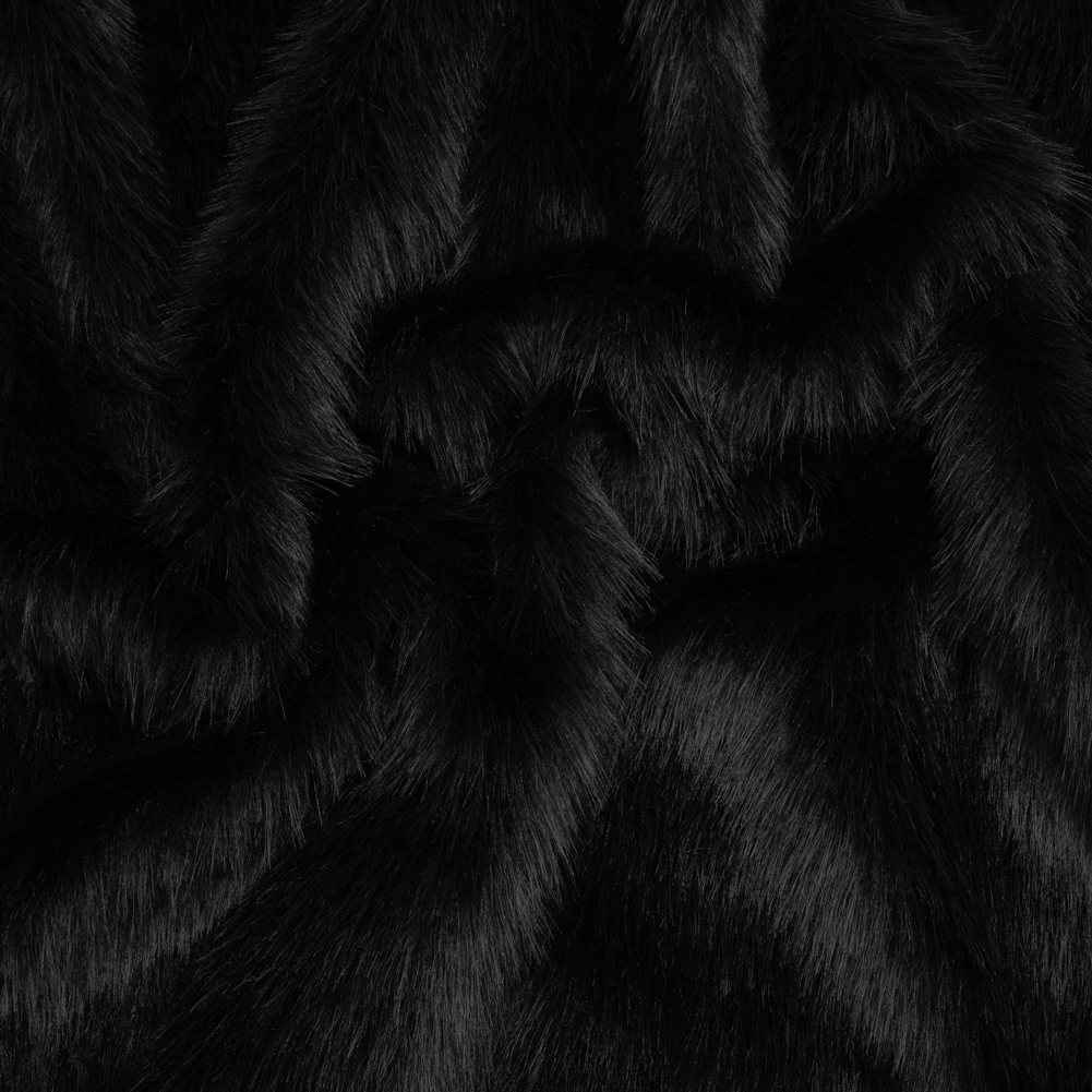 Long Pile Recycled Polyester Faux Fur – Black Long Pile Recycled Polyester Faux Fur – Black