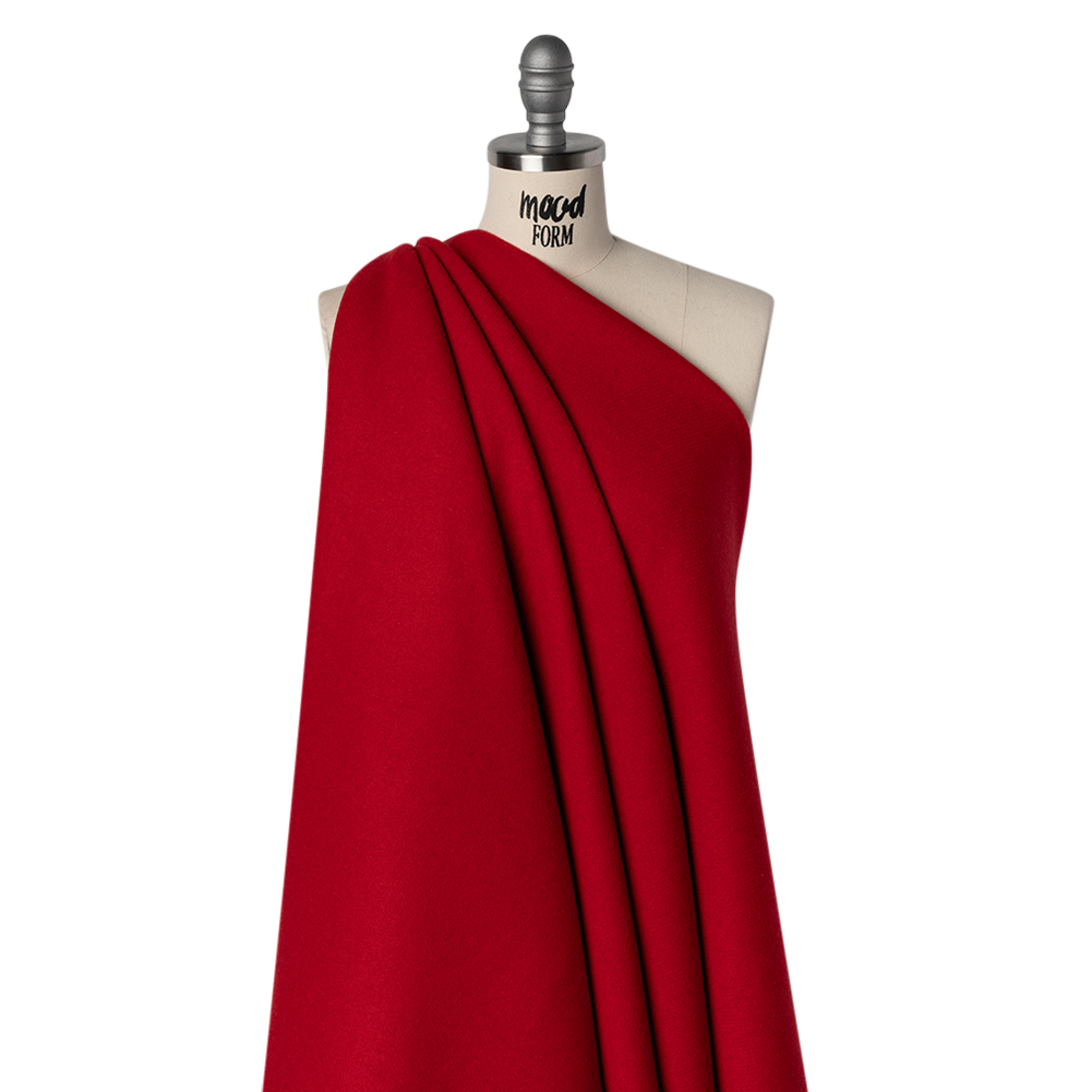 Recycled Brushed Wool Blend Twill Coating – Ruby Red – Made in Italy – Maeve Collection Recycled Brushed Wool Blend Twill Coating – Ruby Red – Made in Italy – Maeve Collection