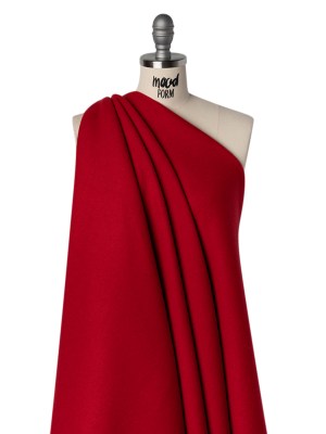 Recycled Brushed Wool Blend Twill Coating – Ruby Red – Made in Italy – Maeve Collection Recycled Brushed Wool Blend Twill Coating – Ruby Red – Made in Italy – Maeve Collection