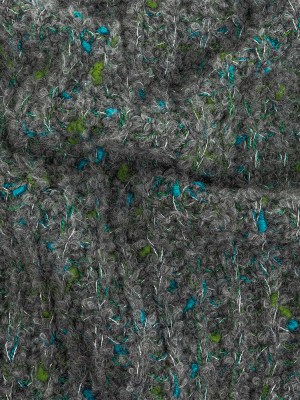 Gray, Mosaic Blue and Lime Boucled Wool Sweater Knit Gray, Mosaic Blue and Lime Boucled Wool Sweater Knit