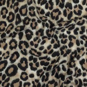 White, Tan and Forged Iron Cheetah Print Stretch Polyester Sweater Knit White, Tan and Forged Iron Cheetah Print Stretch Polyester Sweater Knit