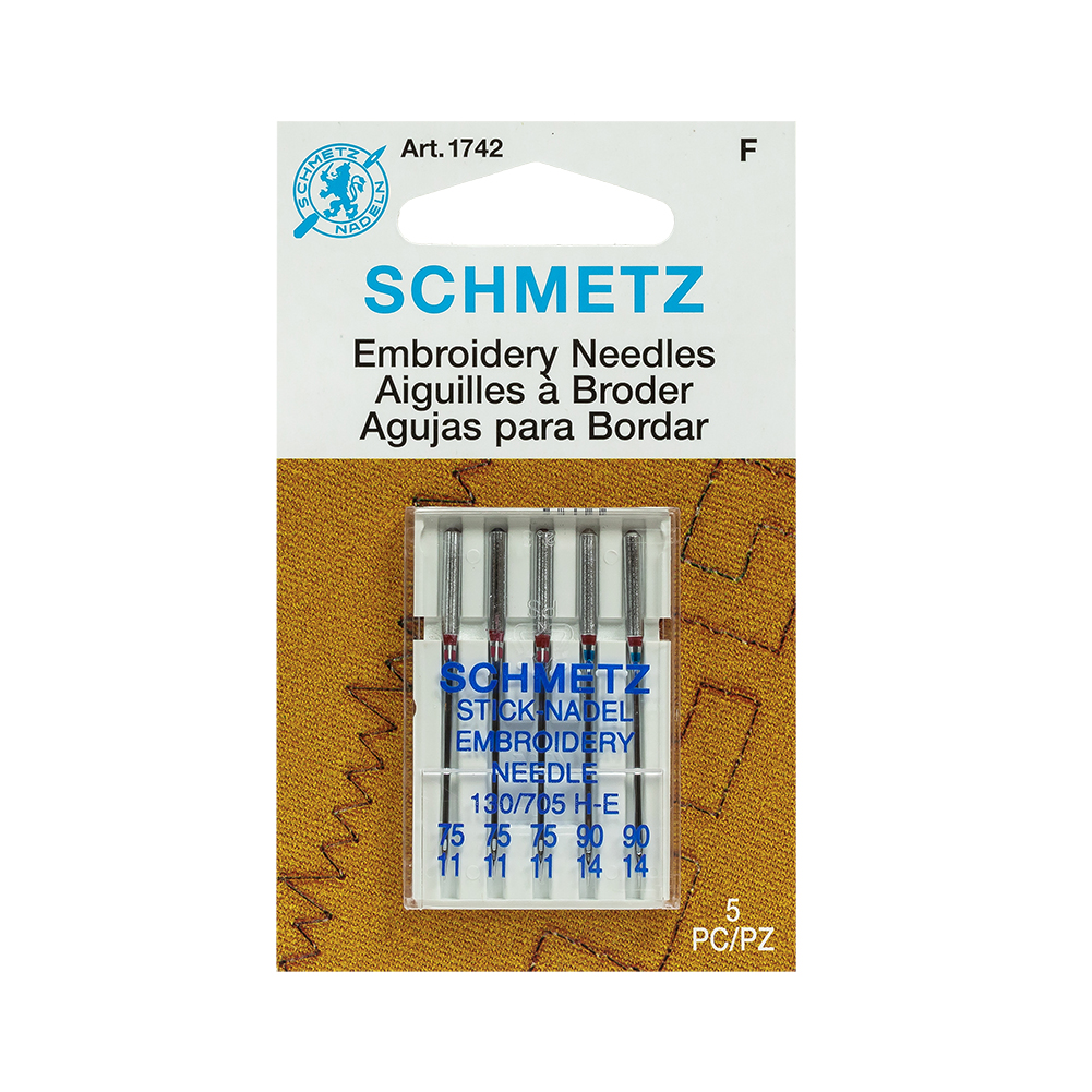 Schmetz Embroidery Machine Needles – Assorted Sizes – 5 ct Schmetz Embroidery Machine Needles – Assorted Sizes – 5 ct