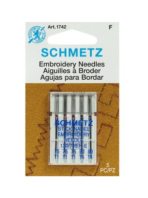 Schmetz Embroidery Machine Needles – Assorted Sizes – 5 ct Schmetz Embroidery Machine Needles – Assorted Sizes – 5 ct