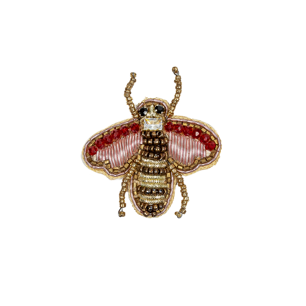 Gold and Prism Pink Bee Rhinestone and Glass Beaded Applique – 2″ X 1.875″ Gold and Prism Pink Bee Rhinestone and Glass Beaded Applique – 2″ X 1.875″