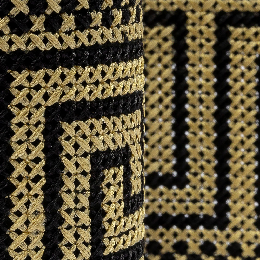 Gold and Black Cross Stitch Greek Key Trim - 2.75"