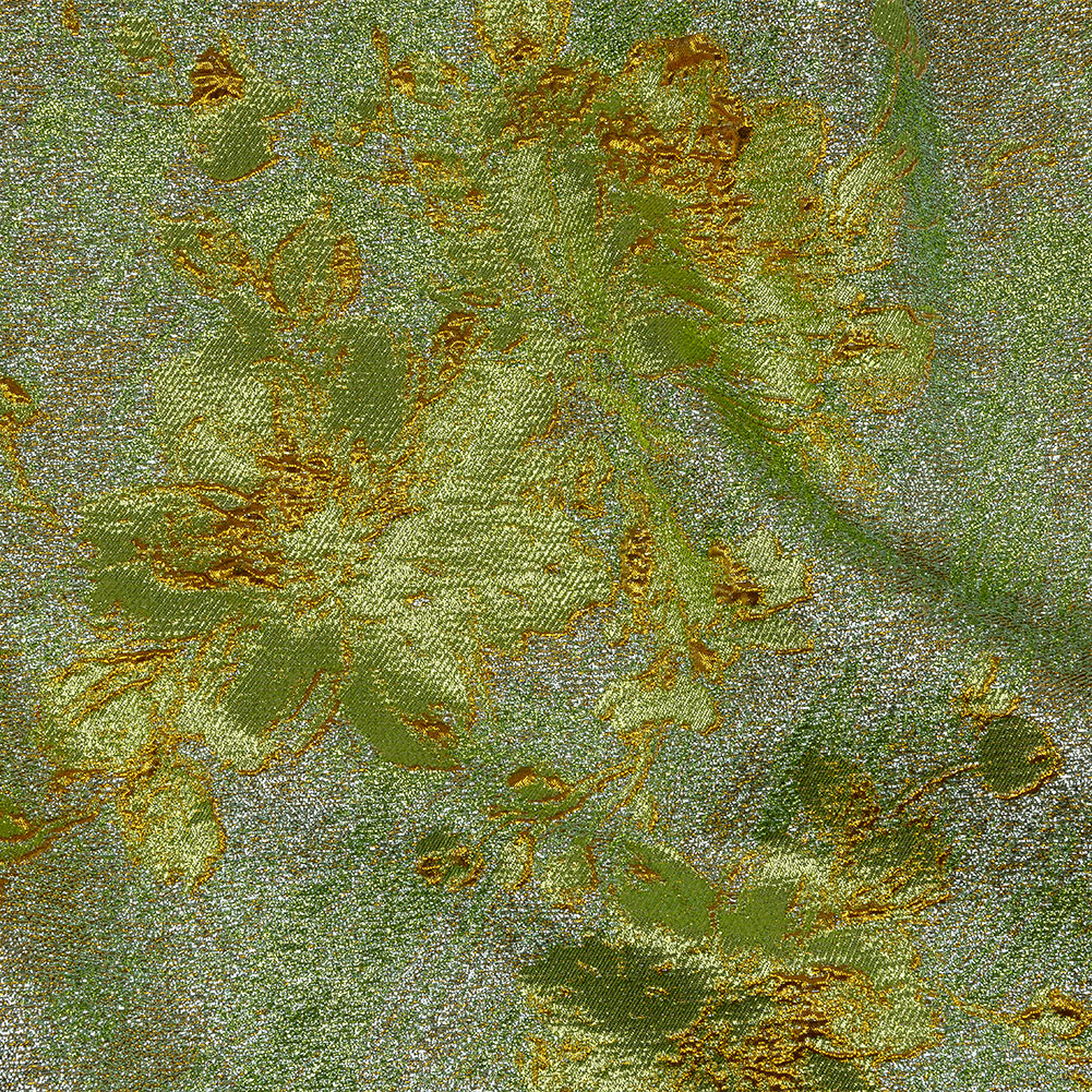 Metallic Aqua, Lime and Solar flare Crackled Floral Luxury Brocade Metallic Aqua, Lime and Solar flare Crackled Floral Luxury Brocade
