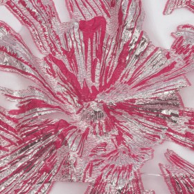 Metallic Silver and Hot Pink Firework Flowers Luxury Burnout Brocade Metallic Silver and Hot Pink Firework Flowers Luxury Burnout Brocade