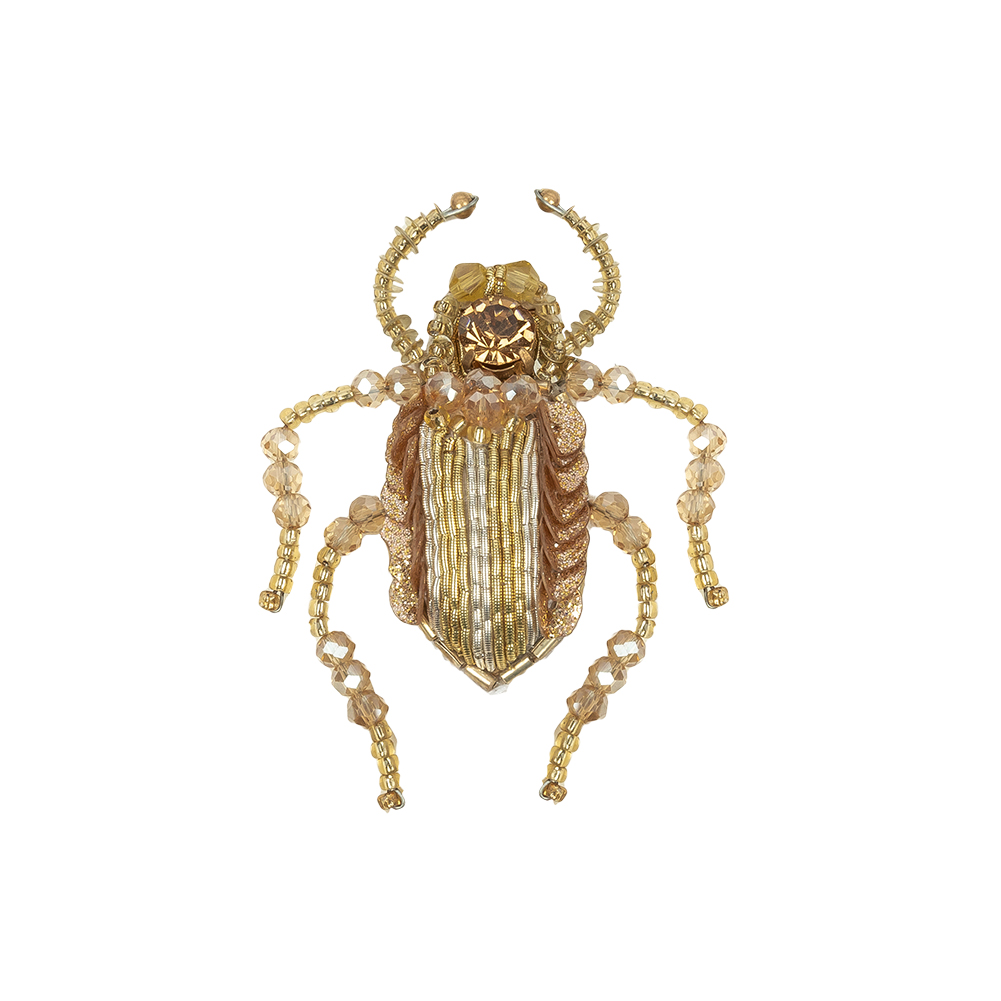 Gold, Silver and Beige Beetle Rhinestone, Sequin and Glass Beaded Applique – 2.38″ x 2″ Gold, Silver and Beige Beetle Rhinestone, Sequin and Glass Beaded Applique – 2.38″ x 2″