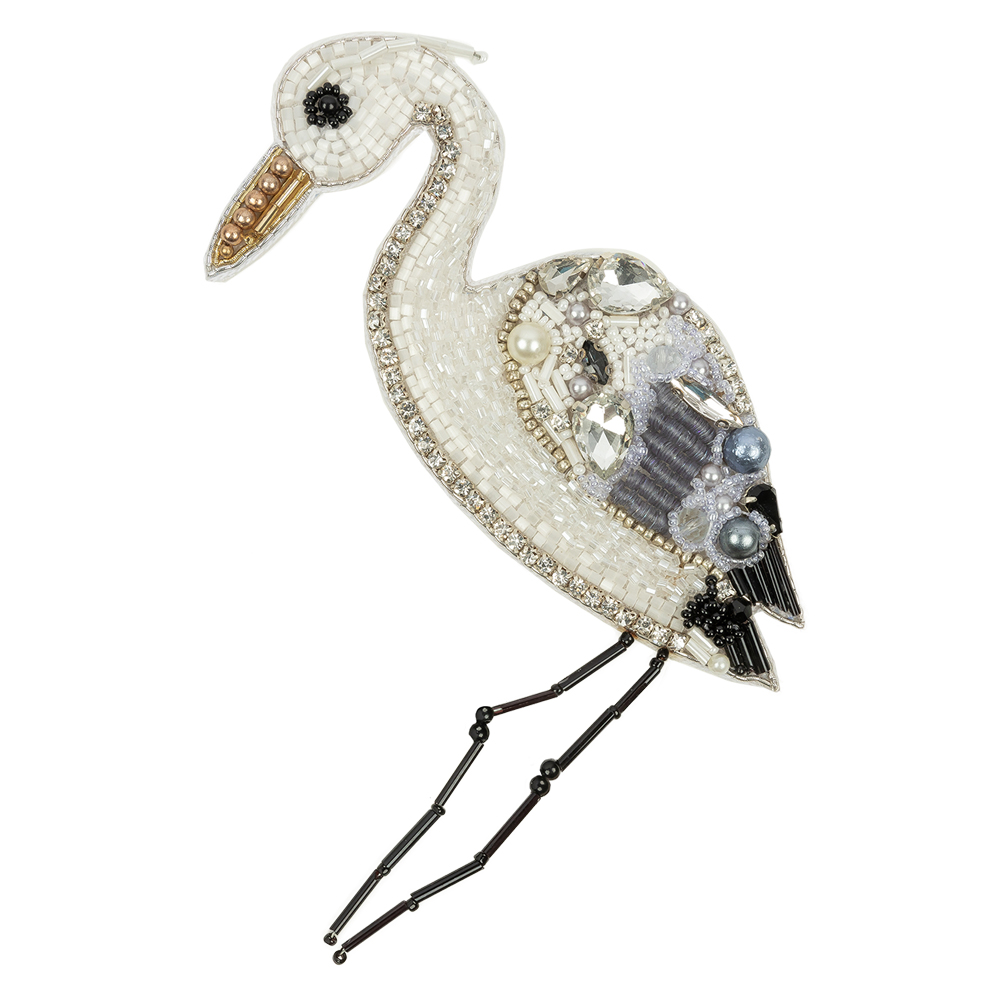 White, Gray and Black Crane Rhinestones and Glass Beaded Applique – 4.75″ x 3.375″ White, Gray and Black Crane Rhinestones and Glass Beaded Applique – 4.75″ x 3.375″