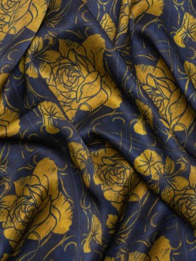 Mood Exclusive Navy Trellis Array Sustainable Viscose Fluid Satin Mood Exclusive Navy Trellis Array Sustainable Viscose Fluid Satin