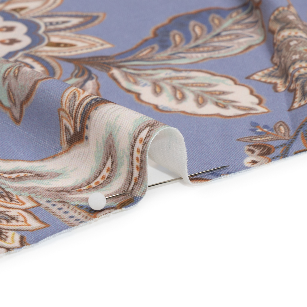 Famous Australian Designer Pink, Periwinkle and Mint Patchwork Paisley Stretch Polyester Jersey
