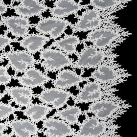 Burnout Embroidered Lace with Finished Edges – White Leafy Lines Burnout Embroidered Lace with Finished Edges – White Leafy Lines