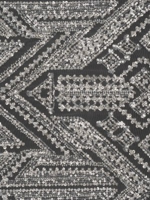 Beaded and Sequined Lace – White and Silver Geometric Beaded and Sequined Lace – White and Silver Geometric