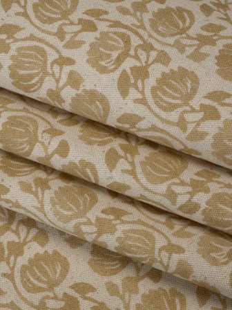 Cotton and Linen Canvas Print – Maize Block Print Florals – British Imported Cotton and Linen Canvas Print – Maize Block Print Florals – British Imported