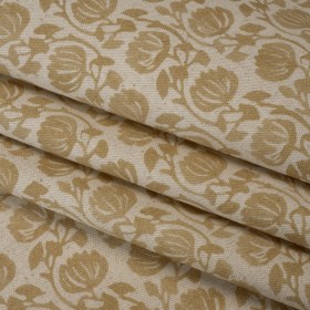 Cotton and Linen Canvas Print – Maize Block Print Florals – British Imported Cotton and Linen Canvas Print – Maize Block Print Florals – British Imported