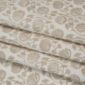 Cotton and Linen Canvas Print – Natural Block Print Florals – British Imported Cotton and Linen Canvas Print – Natural Block Print Florals – British Imported