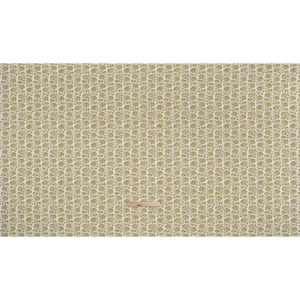 Cotton and Linen Canvas Print – Olive Block Print Florals – British Imported Cotton and Linen Canvas Print – Olive Block Print Florals – British Imported