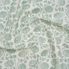 Cotton and Linen Canvas Print – Seafoam Block Print Florals – British Imported Cotton and Linen Canvas Print – Seafoam Block Print Florals – British Imported