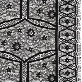 Raschel Lace Panel with Finished Edges – Black Geometric and Floral Raschel Lace Panel with Finished Edges – Black Geometric and Floral