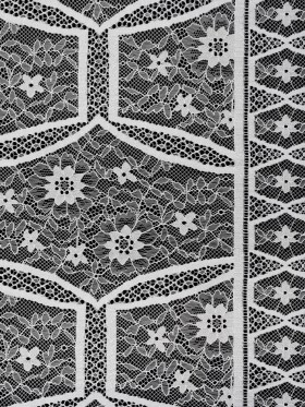 Raschel Lace Panel with Finished Edges – Ivory Geometric and Floral Raschel Lace Panel with Finished Edges – Ivory Geometric and Floral