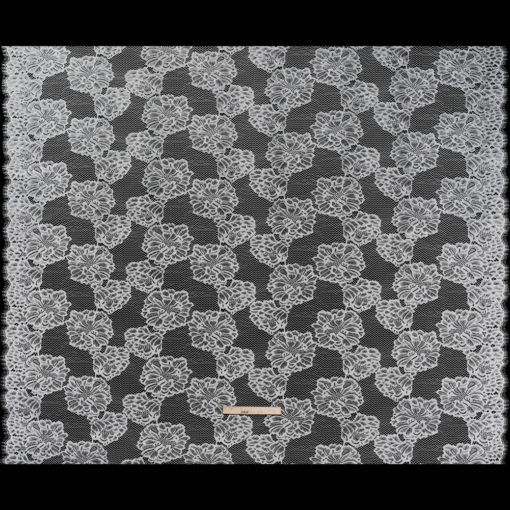 Corded Raschel Lace Panel with Finished Edges – Ivory Big Flowers on Diamond Net Corded Raschel Lace Panel with Finished Edges – Ivory Big Flowers on Diamond Net