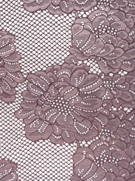 Corded Raschel Lace Panel with Finished Edges – Plum and Burnished Lilac Big Flowers on Diamond Net Corded Raschel Lace Panel with Finished Edges – Plum and Burnished Lilac Big Flowers on Diamond Net