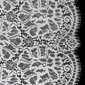 Corded Raschel Lace Panel with Finished Edges – Ivory All-Over Flowers and Leaves Corded Raschel Lace Panel with Finished Edges – Ivory All-Over Flowers and Leaves
