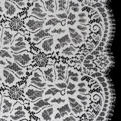 Corded Raschel Lace Panel with Finished Edges – Ivory All-Over Flowers and Leaves Corded Raschel Lace Panel with Finished Edges – Ivory All-Over Flowers and Leaves