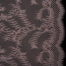 Raschel Lace Panel with Finished Edges – Blossom Pink Delicate Leafy Vines on Net Raschel Lace Panel with Finished Edges – Blossom Pink Delicate Leafy Vines on Net