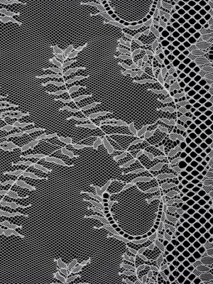 Raschel Lace Panel with Finished Edges – Ivory Delicate Leafy Vines on Net Raschel Lace Panel with Finished Edges – Ivory Delicate Leafy Vines on Net