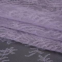 Raschel Lace Panel with Finished Edges – Lavender Delicate Leafy Vines on Net Raschel Lace Panel with Finished Edges – Lavender Delicate Leafy Vines on Net