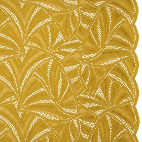 Stretch Raschel Lace with Finished Edges – Rich Gold Flying Fans Stretch Raschel Lace with Finished Edges – Rich Gold Flying Fans