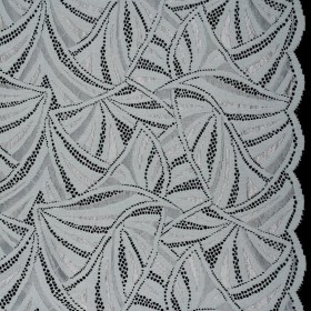 Stretch Raschel Lace with Finished Edges – Silver Flying Fans Stretch Raschel Lace with Finished Edges – Silver Flying Fans