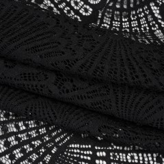 Stretch Raschel Lace with Finished Edges – Black Shell Fans Stretch Raschel Lace with Finished Edges – Black Shell Fans