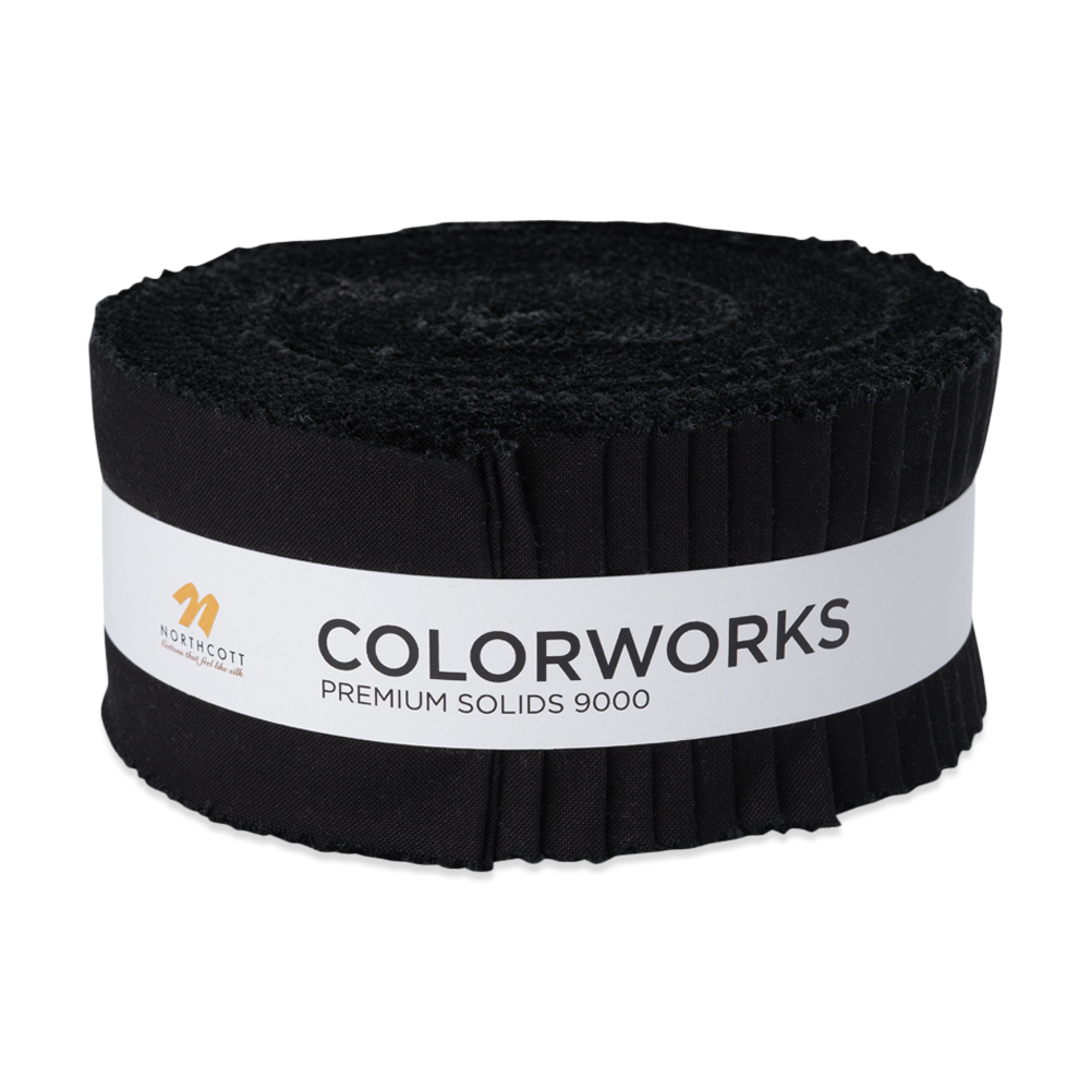 Northcott Quilting Cotton Strip Rolls 2.5″ Strip Precuts – Black – Colorworks Collection Northcott Quilting Cotton Strip Rolls 2.5″ Strip Precuts – Black – Colorworks Collection