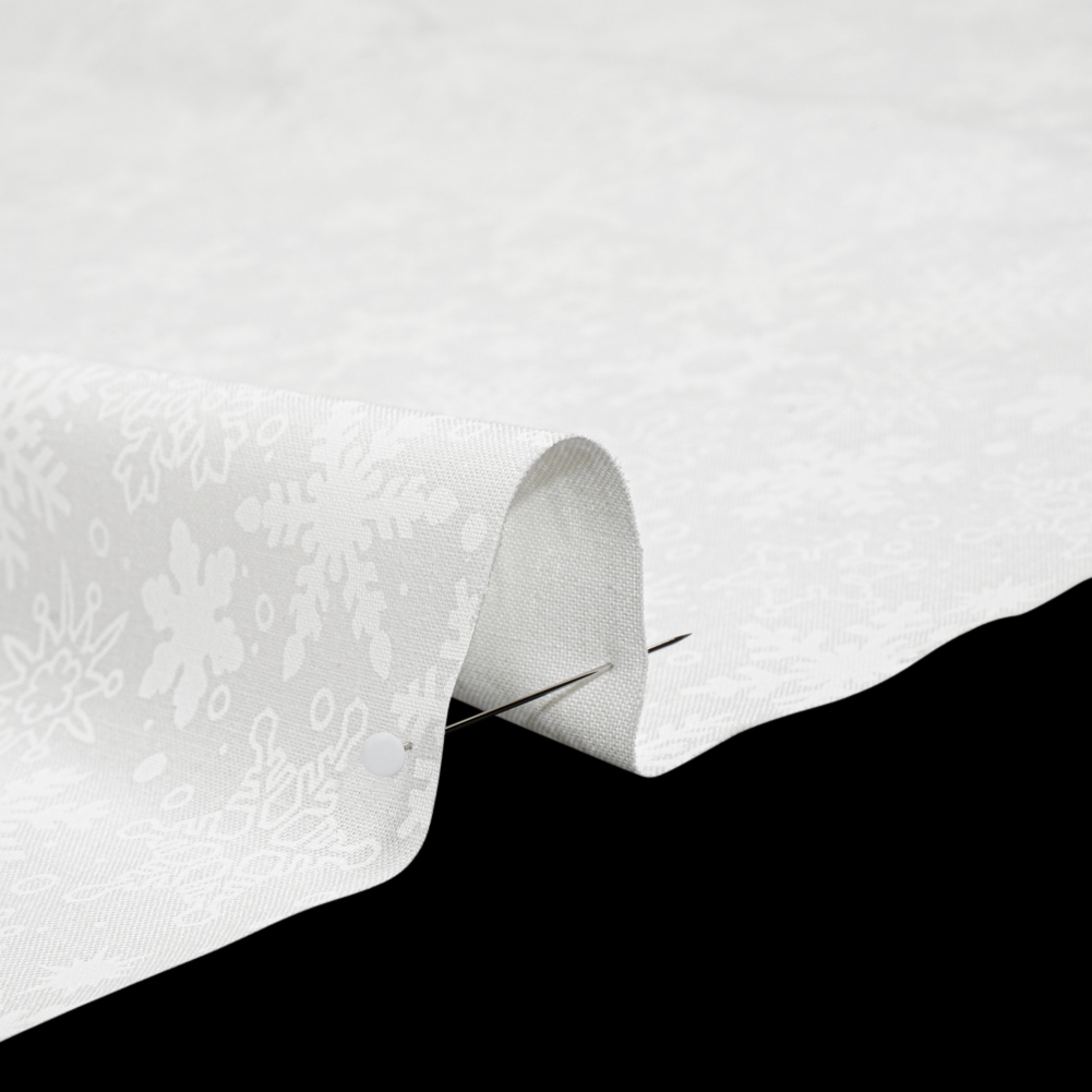 Printed Quilting Cotton by Patrick Lose for Northcott - White on White Snowfall Snowflakes - Basically Black & White Collection