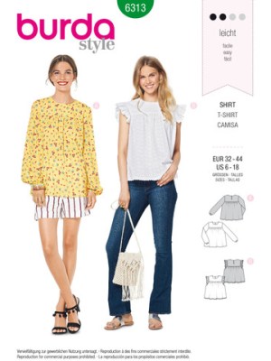 Burda Style sewing pattern Women Shirts #6313 Burda Style sewing pattern Women Shirts #6313