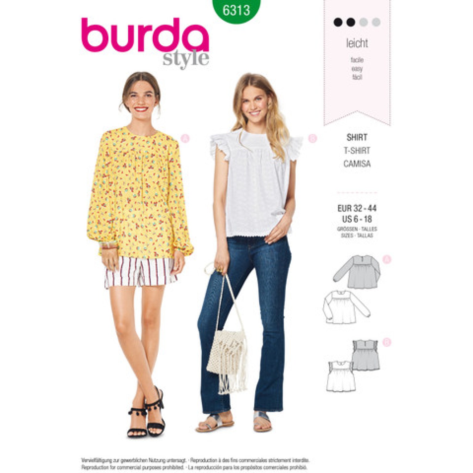 Burda Style sewing pattern Women Shirts #6313 Burda Style sewing pattern Women Shirts #6313