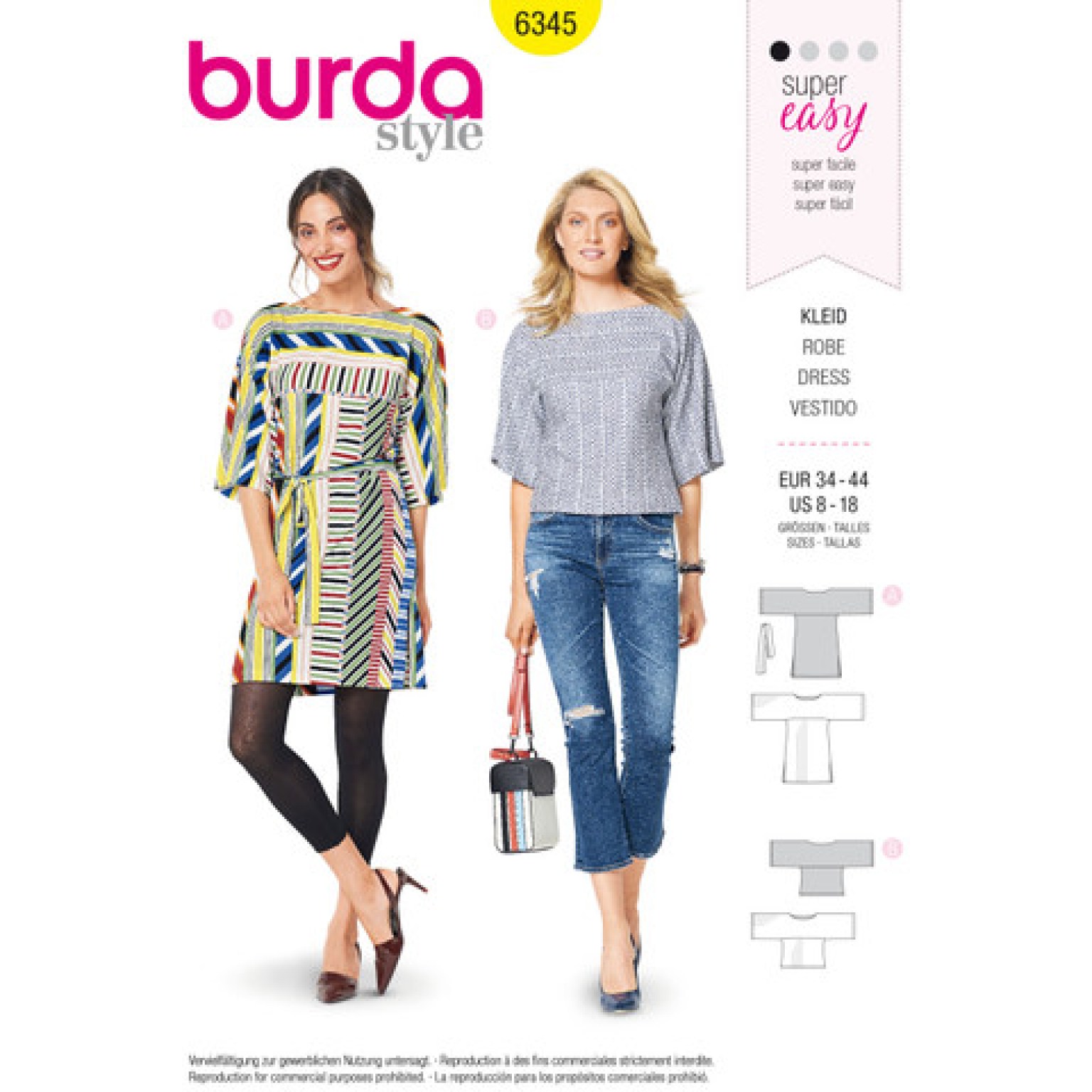 Burda Style sewing pattern Women Dress & Shirt #6345 Burda Style sewing pattern Women Dress & Shirt #6345
