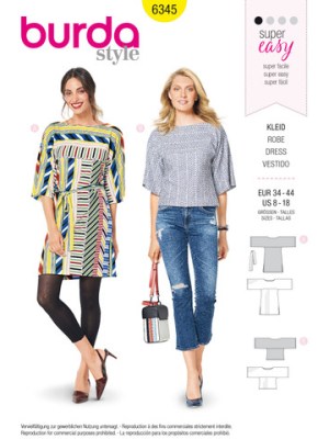 Burda Style sewing pattern Women Dress & Shirt #6345 Burda Style sewing pattern Women Dress & Shirt #6345
