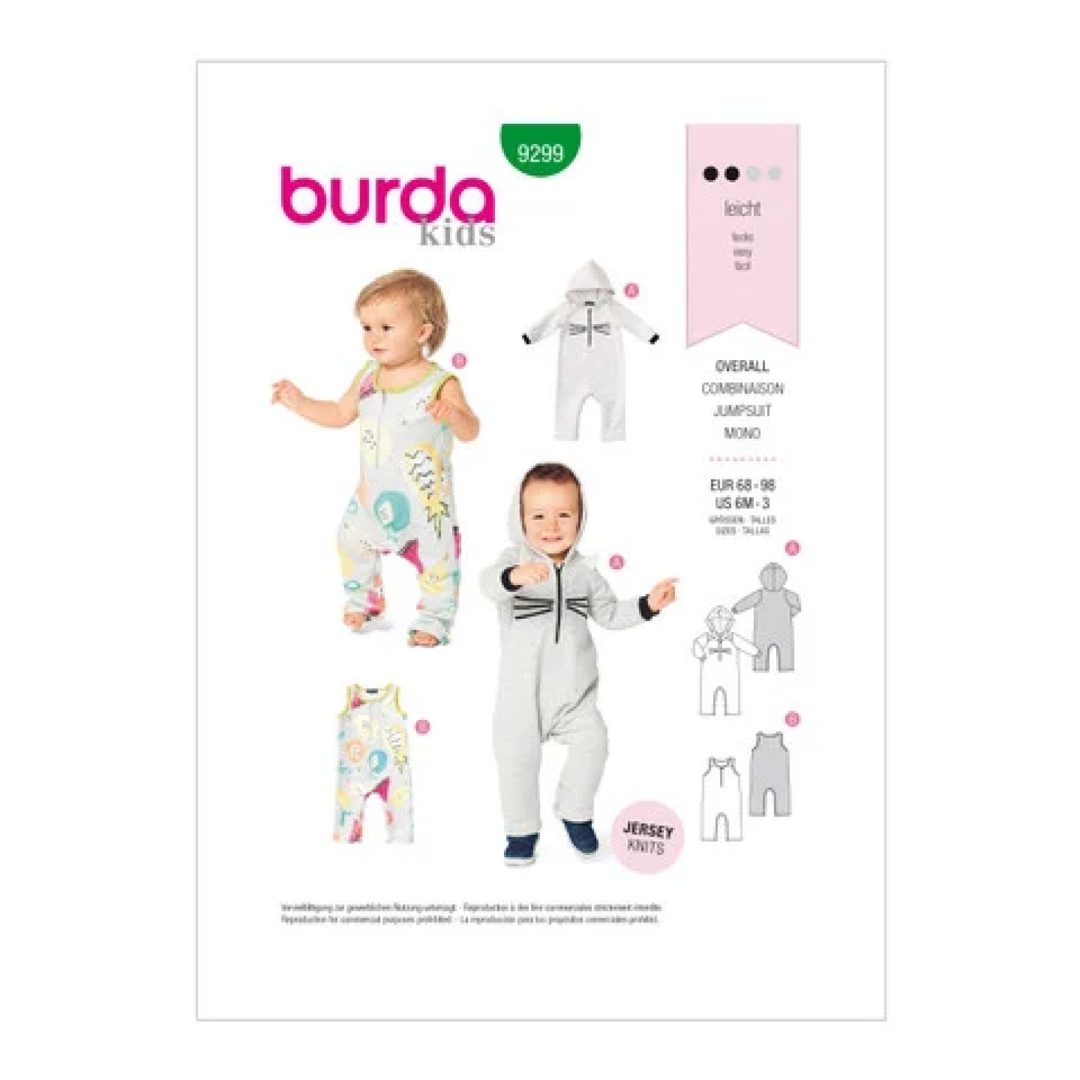 Burda Kids sewing pattern Baby Jumpsuits #9299 Burda Kids sewing pattern Baby Jumpsuits #9299