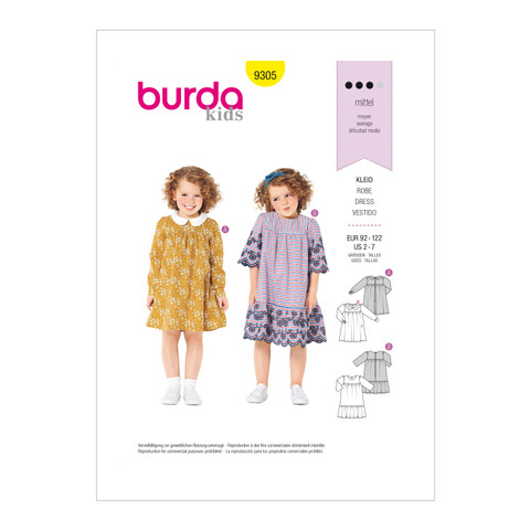Burda Kids sewing pattern Girls Dresses #9305 Burda Kids sewing pattern Girls Dresses #9305