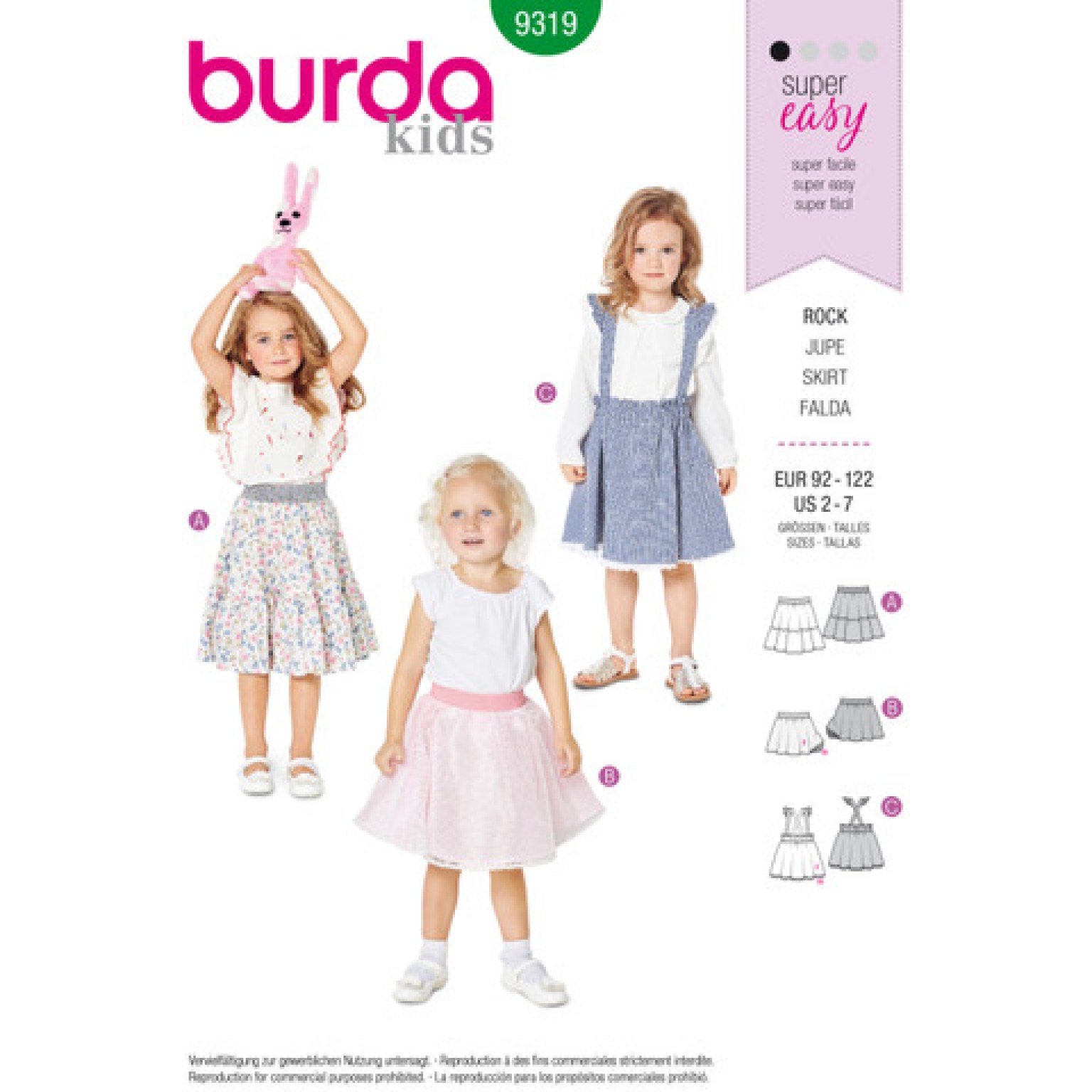 burda kids sewing pattern Girls Skirts #9319 burda kids sewing pattern Girls Skirts #9319