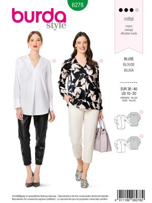 Burda Style Women Blouses #6278 Burda Style Women Blouses #6278