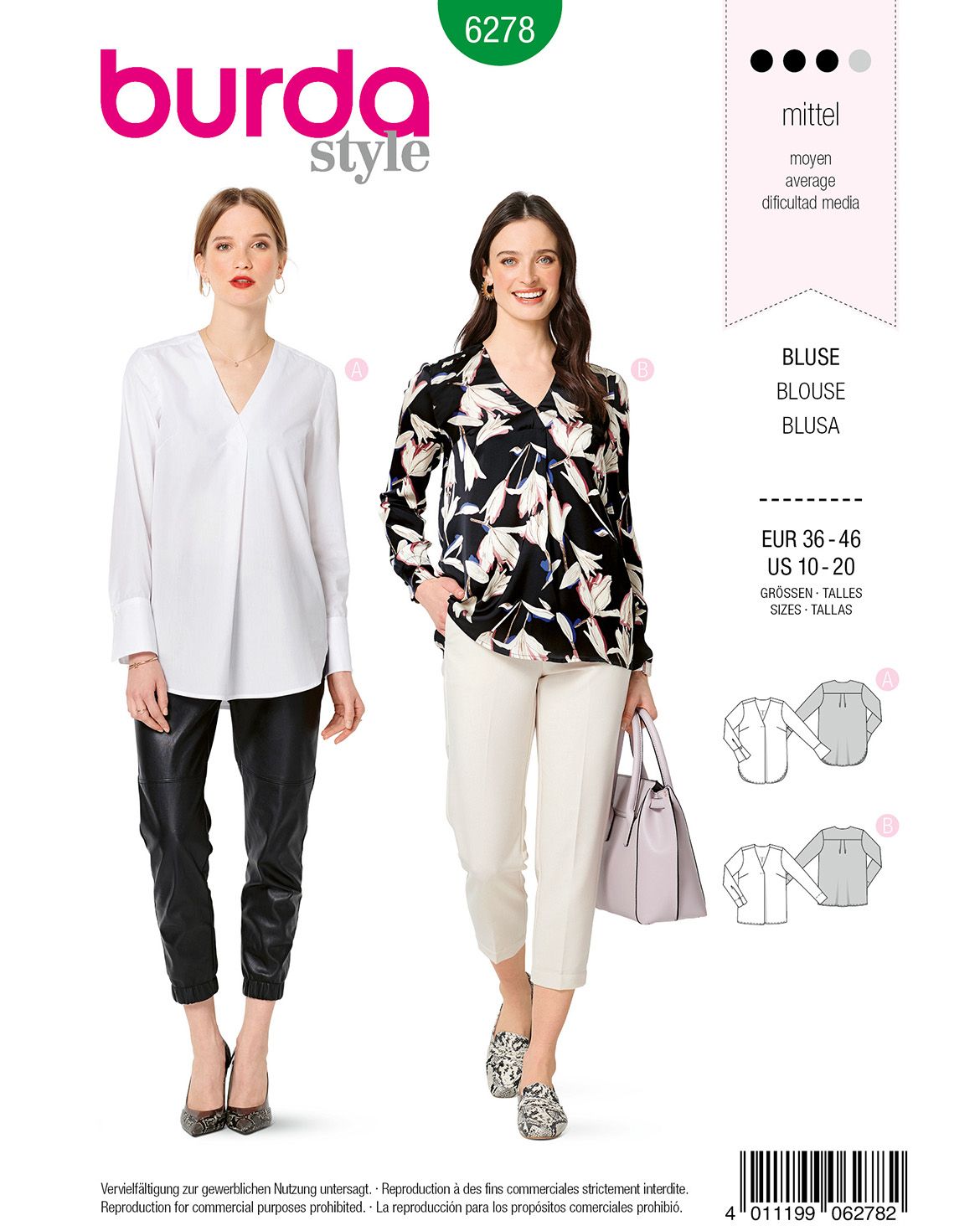 Burda Style Women Blouses #6278 Burda Style Women Blouses #6278