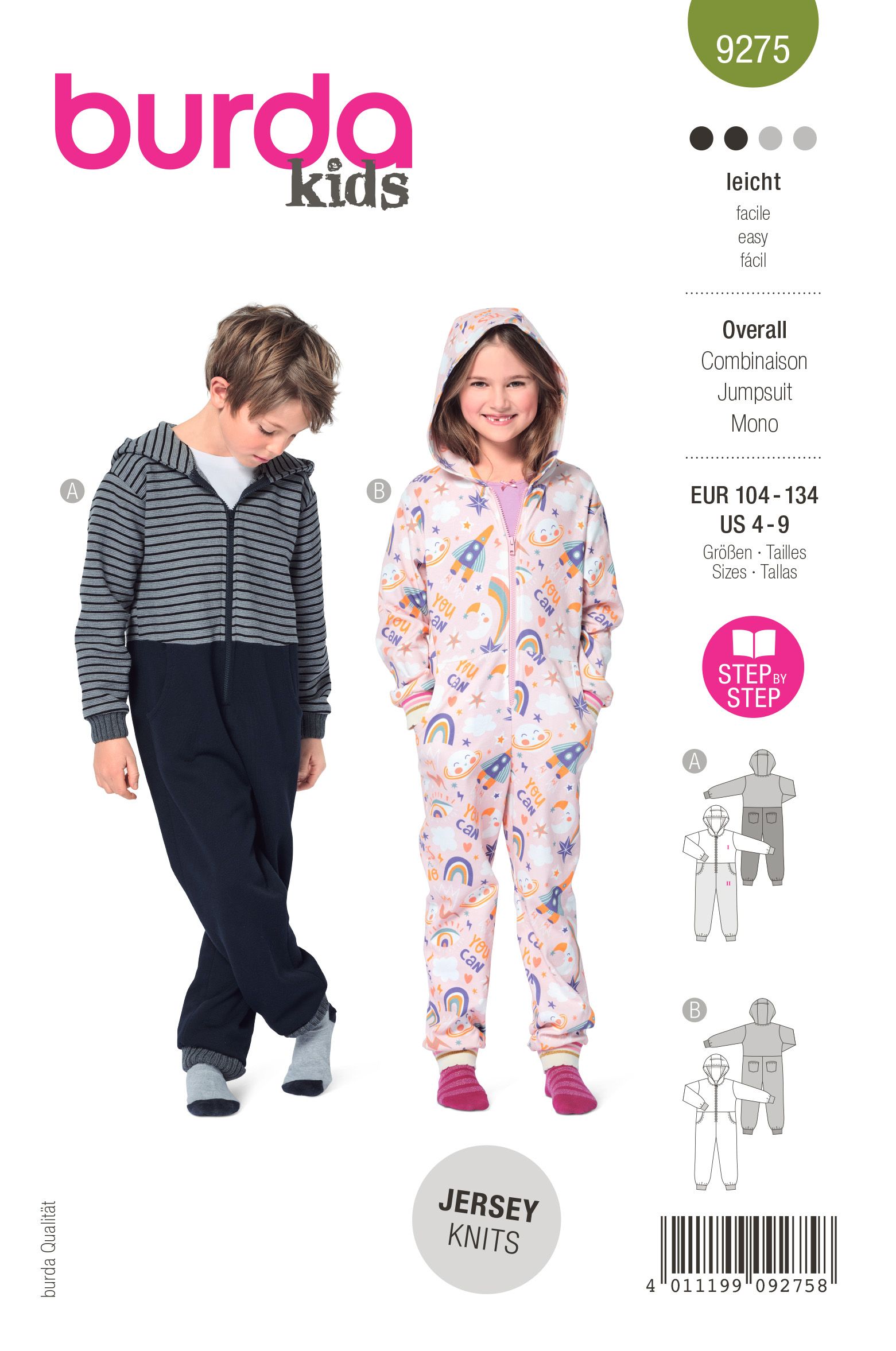 burda kids sewing pattern Kids Onesies #9275 burda kids sewing pattern Kids Onesies #9275