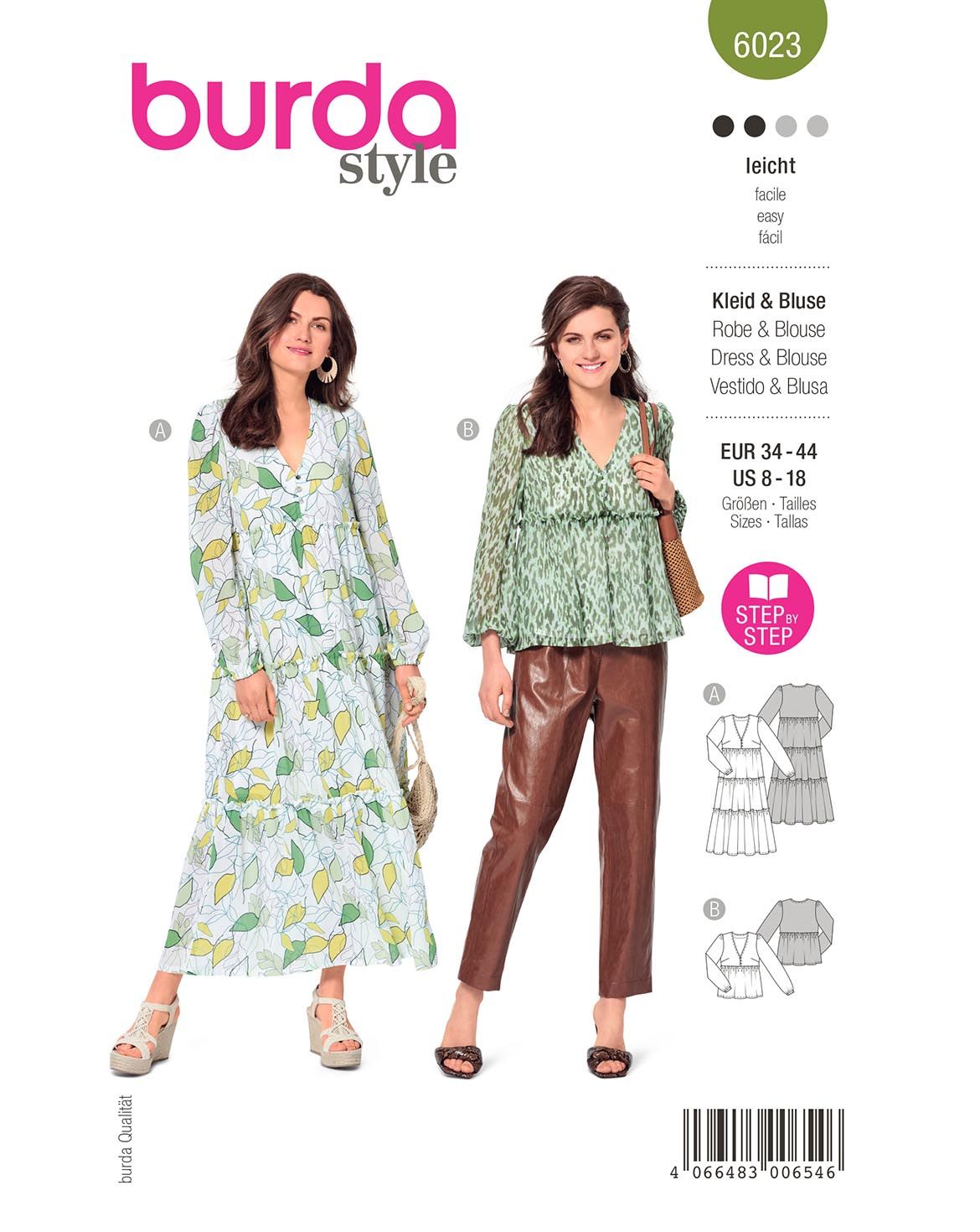 Burda Style Women Dress & Blouse #6023 Burda Style Women Dress & Blouse #6023