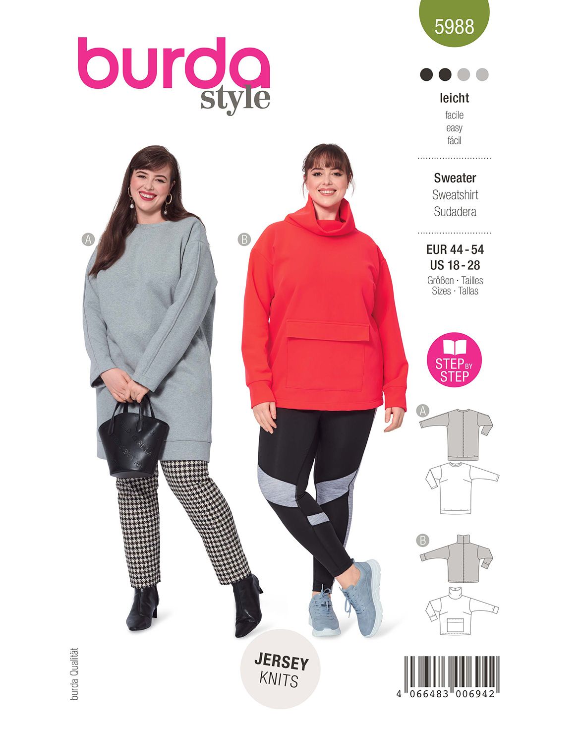 Burda Style Women Sweatshirts #5988 Burda Style Women Sweatshirts #5988