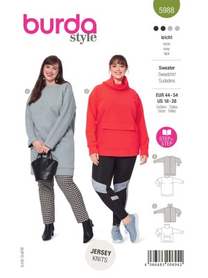 Burda Style Women Sweatshirts #5988 Burda Style Women Sweatshirts #5988