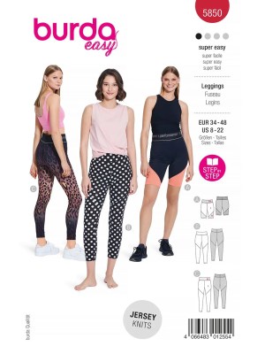 Burda Easy sewing pattern Women Leggings #5850 Burda Easy sewing pattern Women Leggings #5850